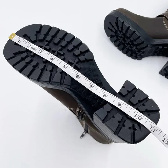 Vintage Y2K American Eagle Flex Brown Leather Chunky Platform Boots Size 10 - Picture 15 of 15